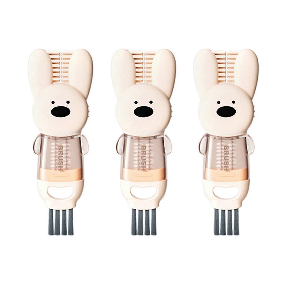 3pcs 3-in-1 Lid Brush Multi-Functional Cleaning Brush Pink