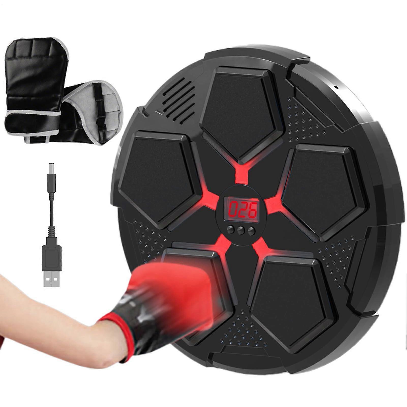 LED Music Boxing Machine 32x31cm WallMount ABS Punch Pad Electronic Target Adjustable Speed Light Display Training