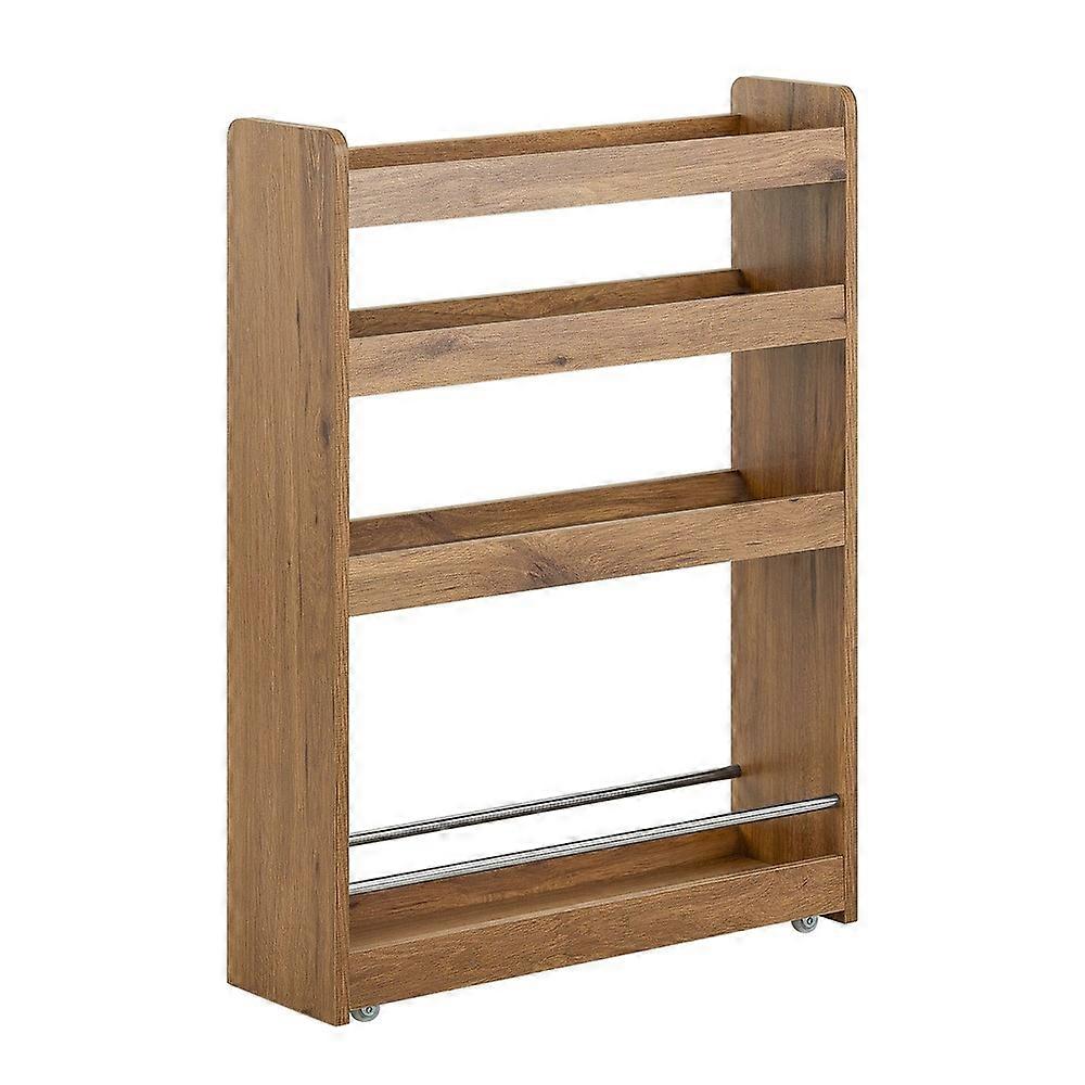 Chariot de rangement mince pour la cuisine et la salle de bain avec 4 roues Rack étroit à 4 niveaux avec tiges anti-chute Unité de stockage roulant...