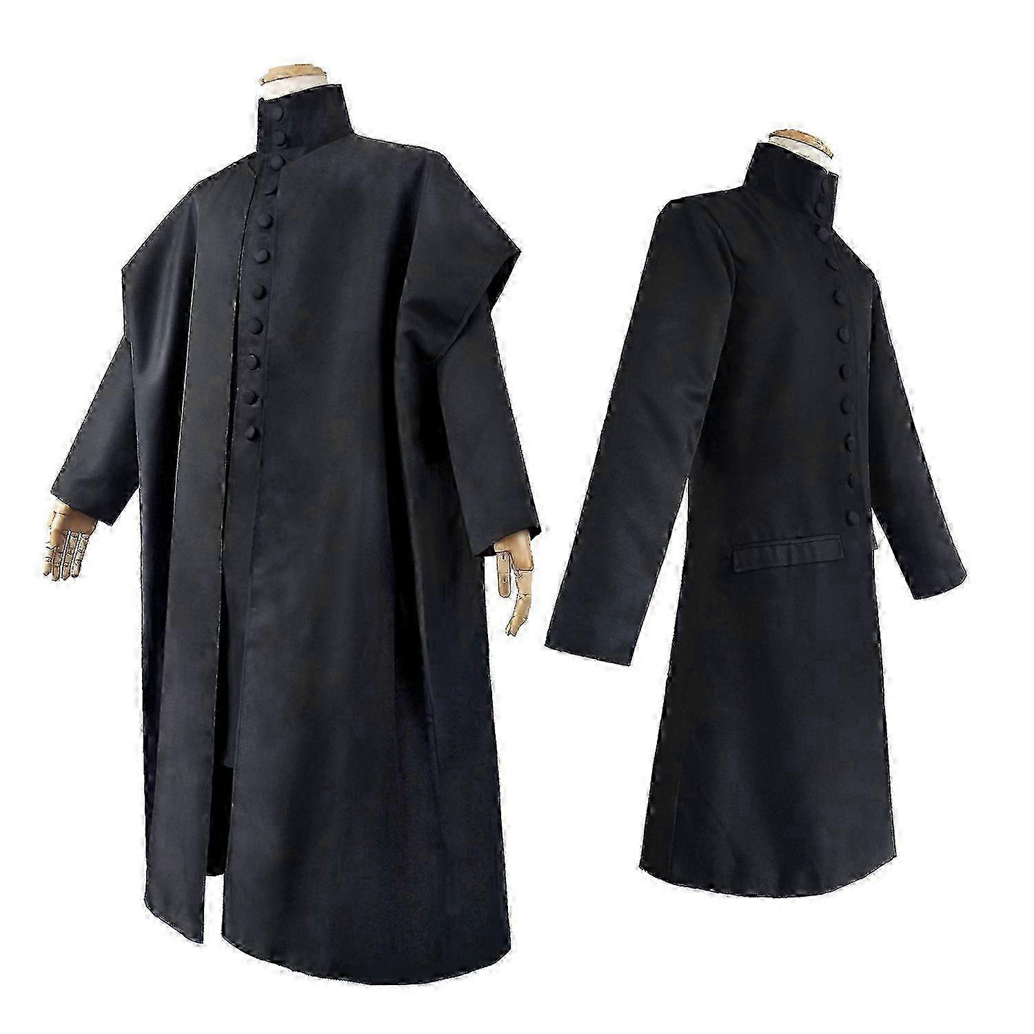 Professor Snape Cosplay Robe Black High-Collar Wizard Cloak for Men ...