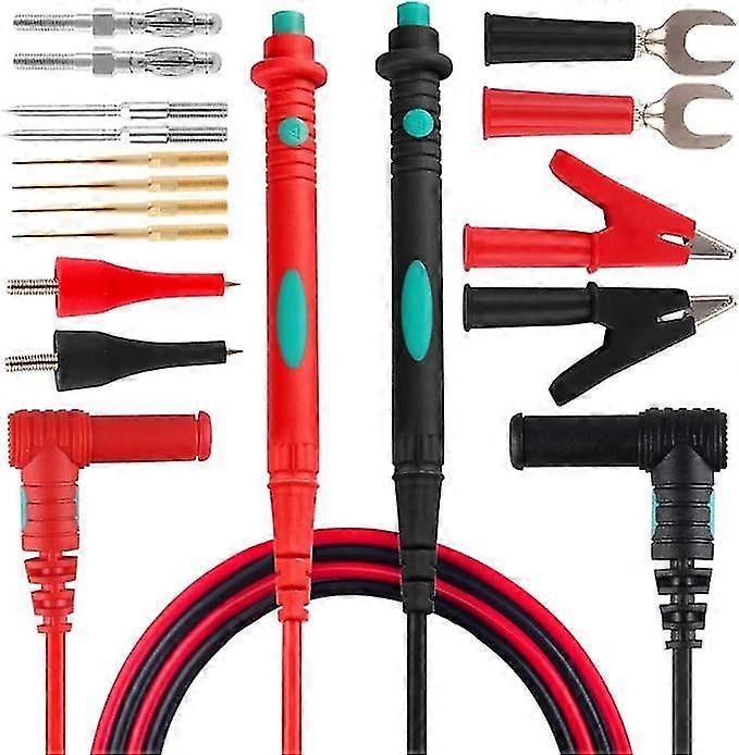 25-26 Multimeter Test Leads Kit, Digital Multimeter Leads with Alligator Clips Replaceable Multimeter Probes Tips Set of 16