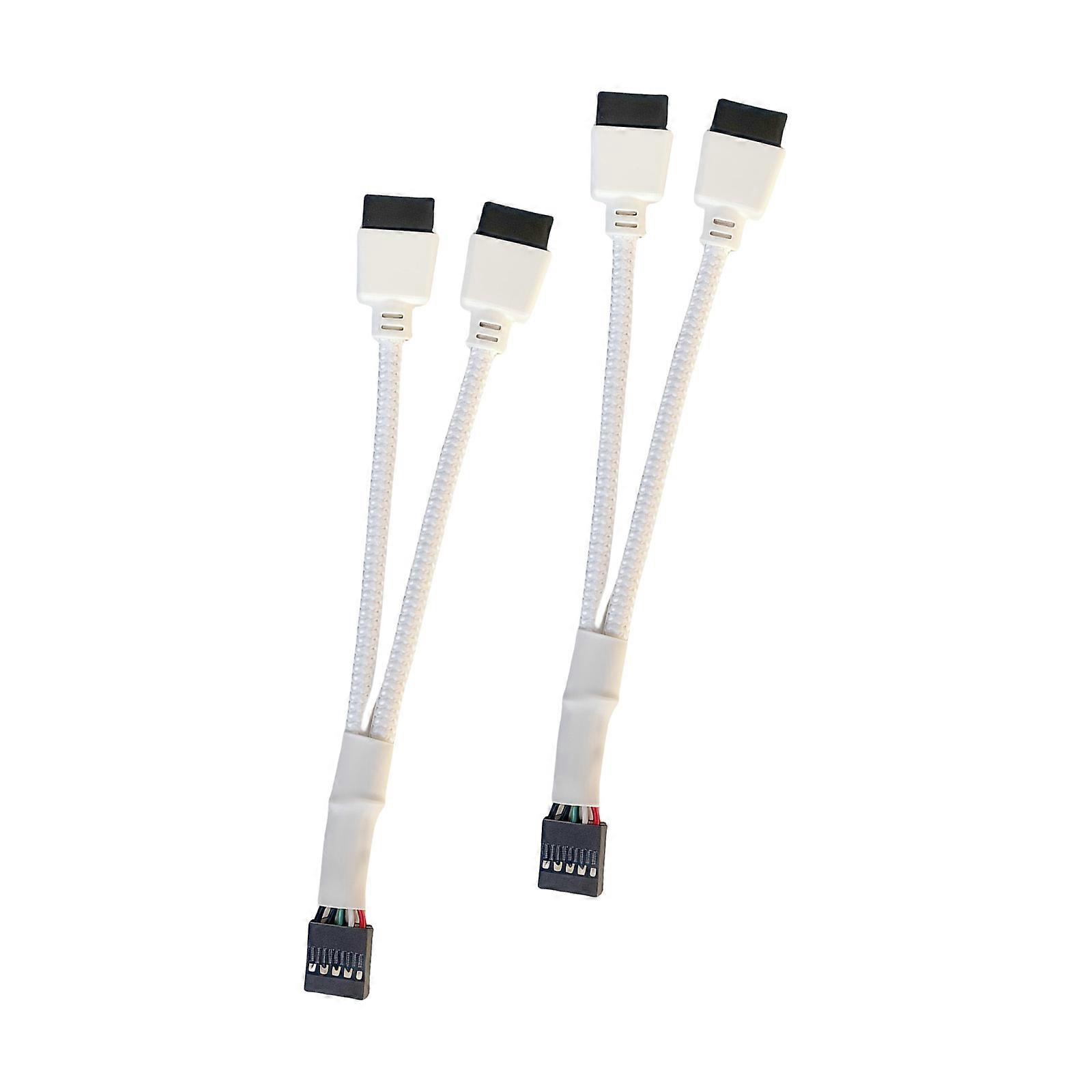 Double USB2.0 9Pin Adapter Braided Shielded Cable For Computer Motherboards Port Extender Cord  White
