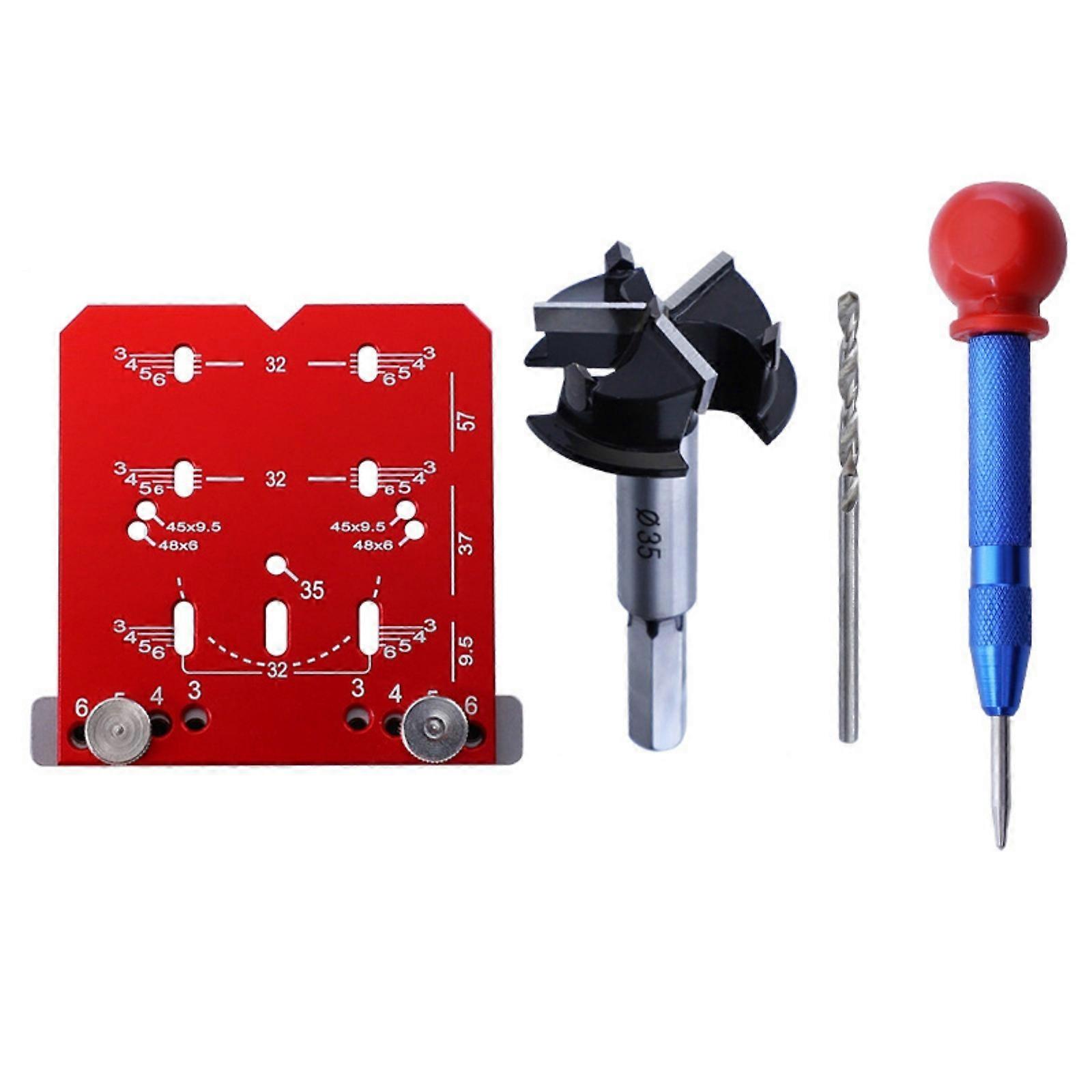 Multifunction High Durability Hinge Mounting Jigs Tool With Adjustable Guide & Marking Scale For Cabinet Door Alignment Multicolor