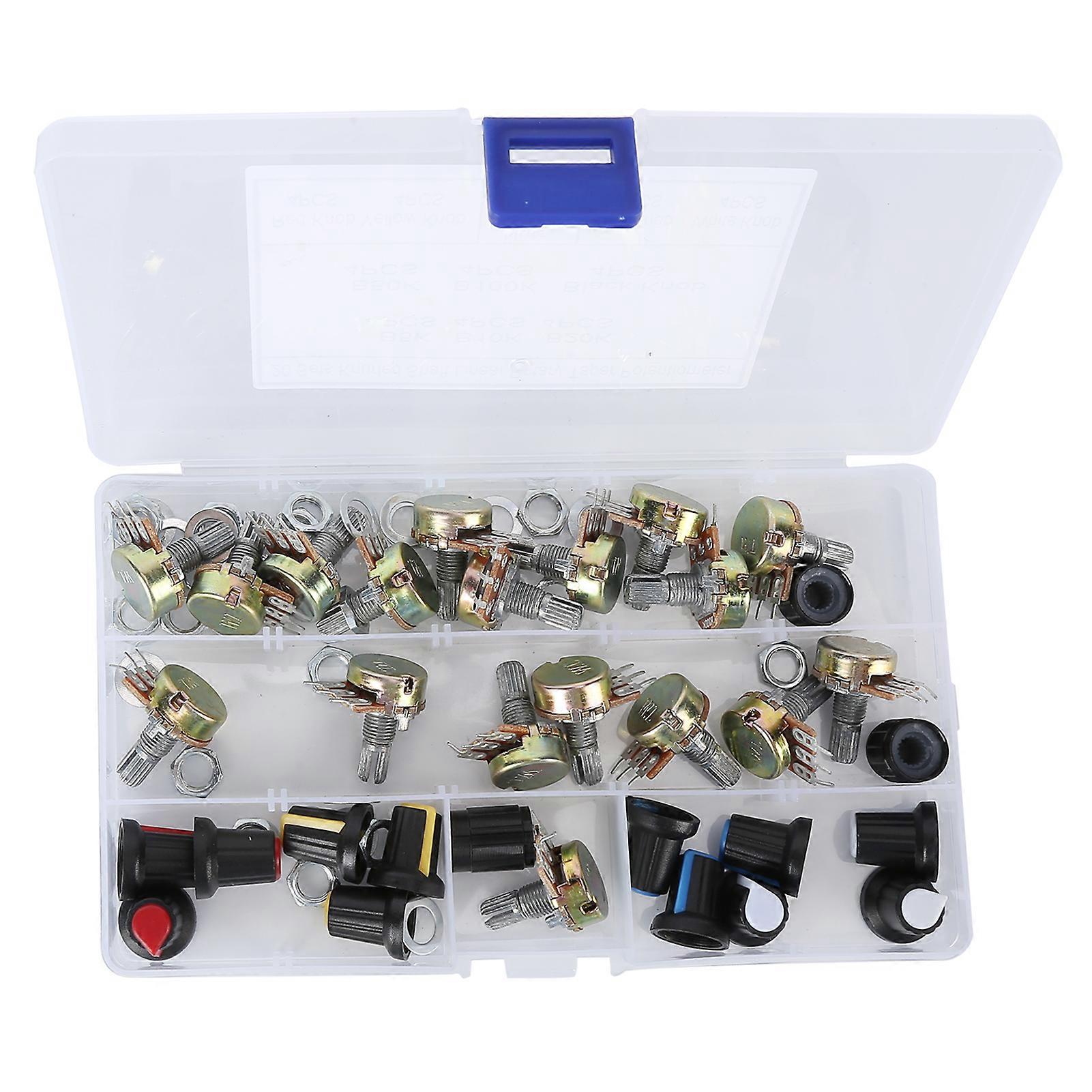 80Pcs Potentiometer B5K B10K B20K B50K B100K Linear Taper Set Kit with Knob for Audio Control