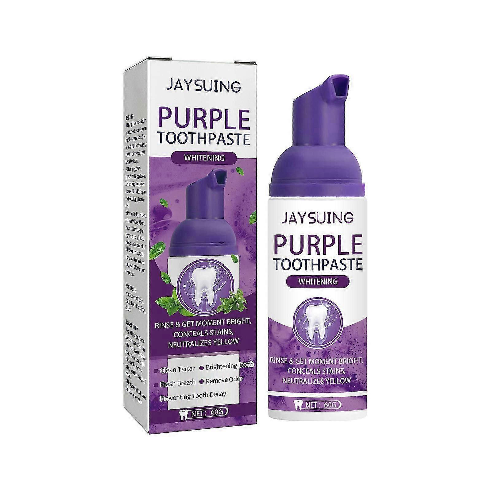 Jaysuing Purple Tooth Whitening Toothpaste Purple Teeth Whitening Toothpaste  60G