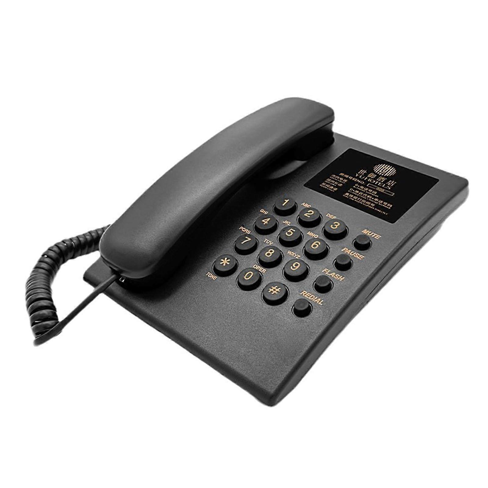 Senior Friendly Desk Wall Telephone With Large Buttons And Redial Function, Black, For Home Office Use, Wall Desk Mount