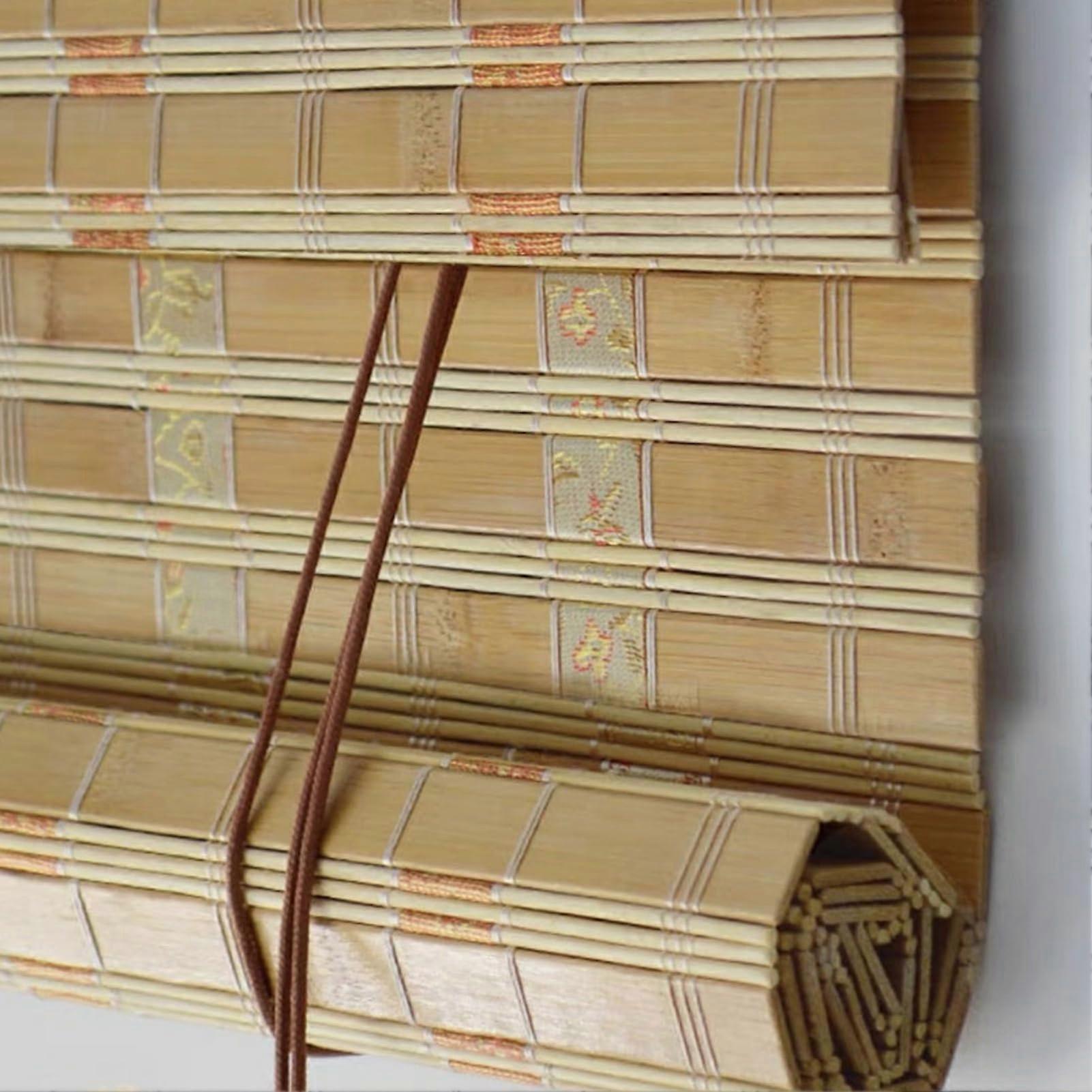 Bamboo Roller Blinds 80% Opacity Sunshade Privacy Screen for Windows Garden (W60 x H110 cm)