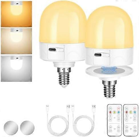 AUAUY E14 Rechargeable Light Bulb, 3W Battery Powered Light Bulb with Magnetic Base Detachable, 3 Color Temperature Dimmable and Timing Bulbs with Rem