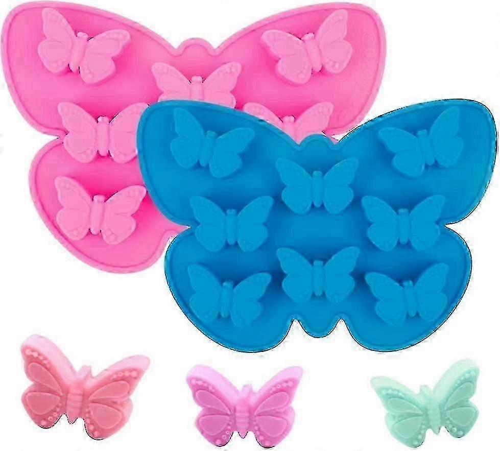 2 قطعة قالب سيليكون فراشة لمكعبات الثلج ، يذوب الشمع ، خبز الشوكولاتة والحلوى ، صينية قابلة لإعادة الاستخدام غير لاصقة