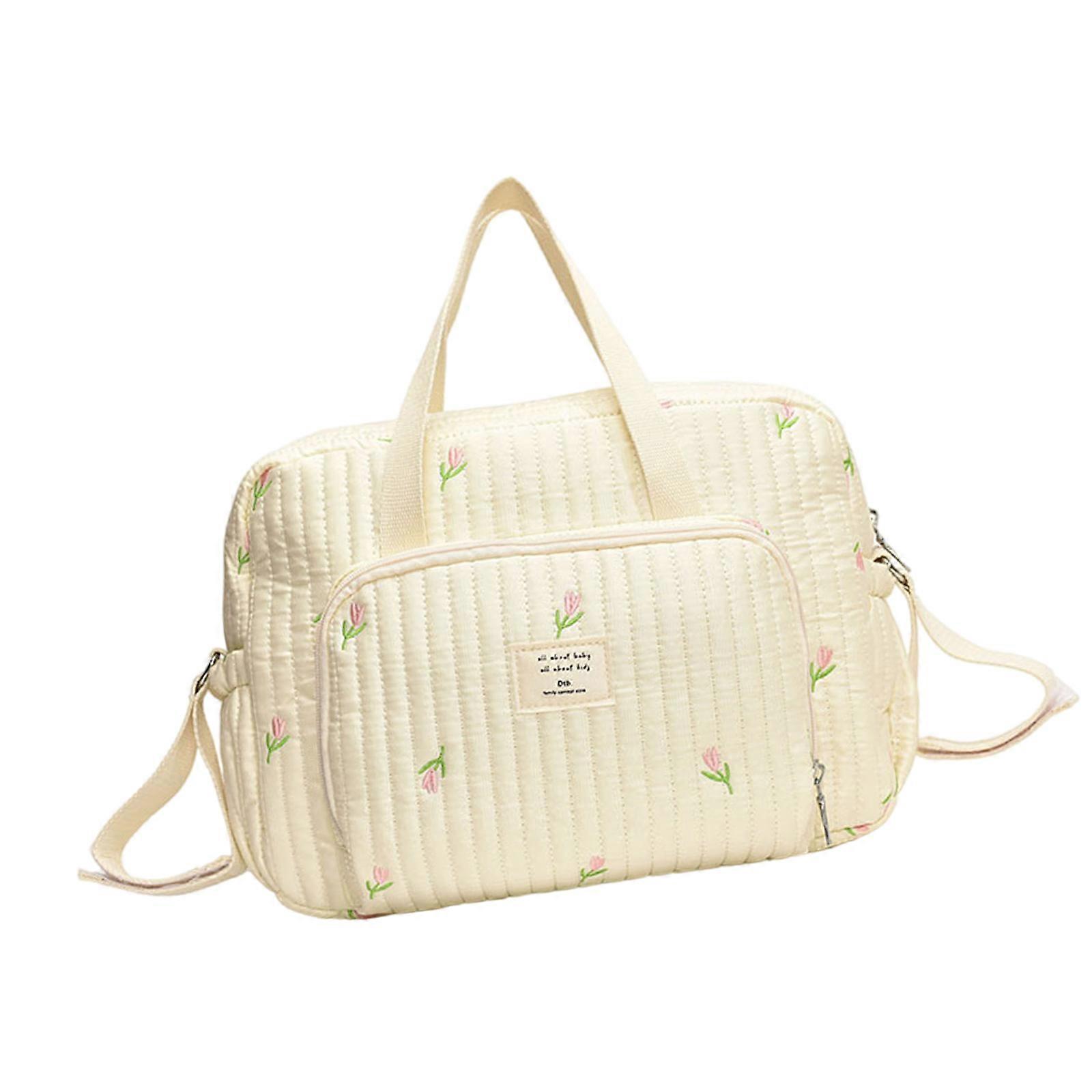 Embroidered Mother Bag Adjustable Shoulder Strap Organiser Case Pouch Trendy Handbag with Large Organizing Compartments Multicolor