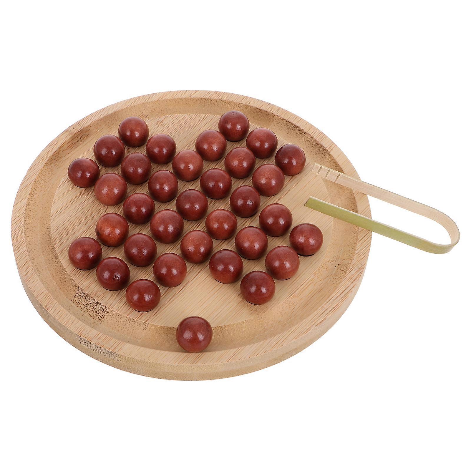 Peg Solilaire Game Kids Bamboo Chess Educational Toy for Single Player 1Set