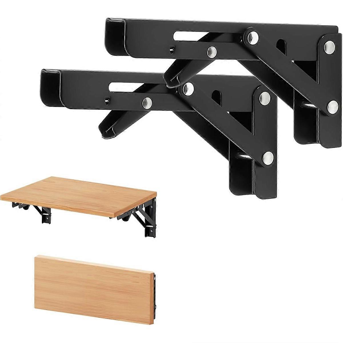 6 Inch Folding Shelf Brackets, 2 Pack Wall-Mounted Brackets, Space-Saving DIY Foldable Shelf for Tab