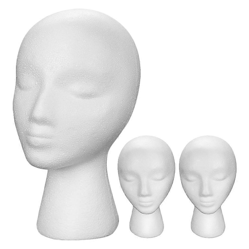 White Mannequin Head Foam Hat Display Stand for 6Pcs Organizer