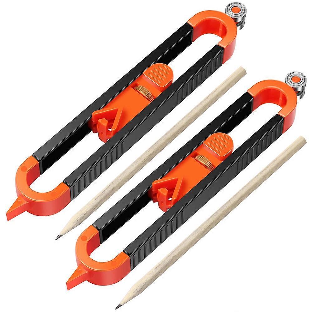 2Pcs Precise Contour Scribe Tool, Adjustable Contour Gauge Tool with Pencils and Lock, Corner Measuring Scribing Tool