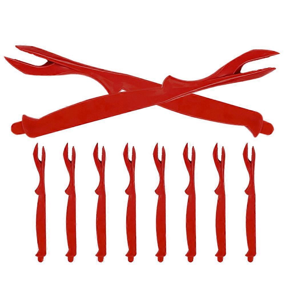Red Plastic Crab Fork for Eating Use 10Pcs Household Crab Fork Tool