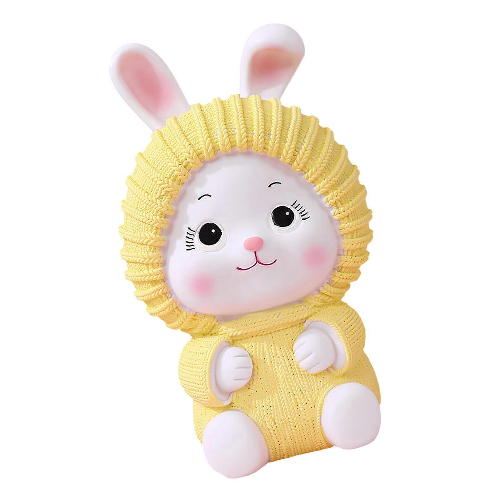 ארנבות מצוירות פסל מטבעות בנקים לילדים דרך מהנה לחסוך כסף וקישוט דקורטיבי חסין ניפוץ כסף חיסכון צנצנת צהוב