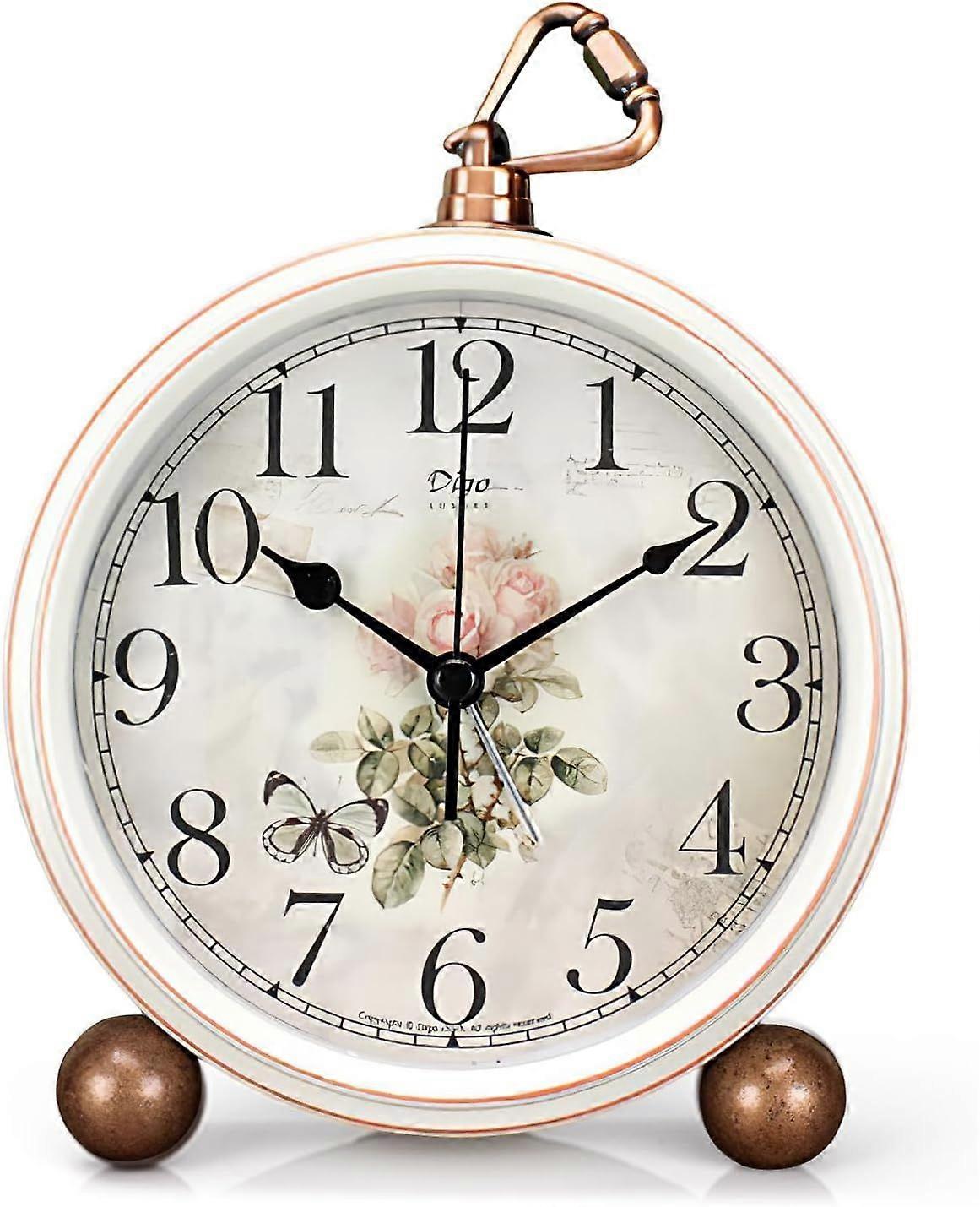 Retro Table Clock, American Countryside Vintage Nostalgic Alarm, Creative Silent Desk Clock Ornament