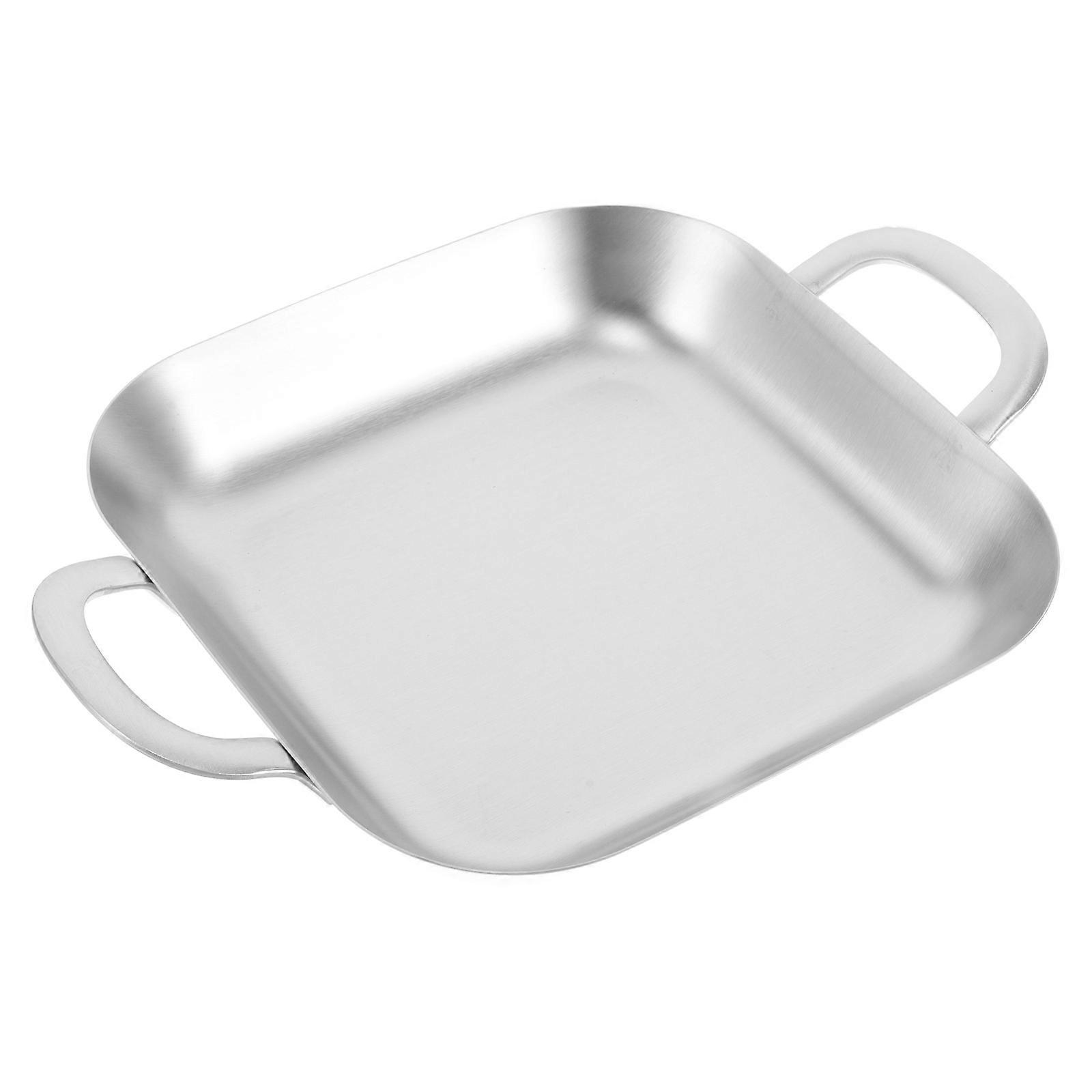 Silver Stainless Steel Snack Tray for Serving with Handles Rectangular