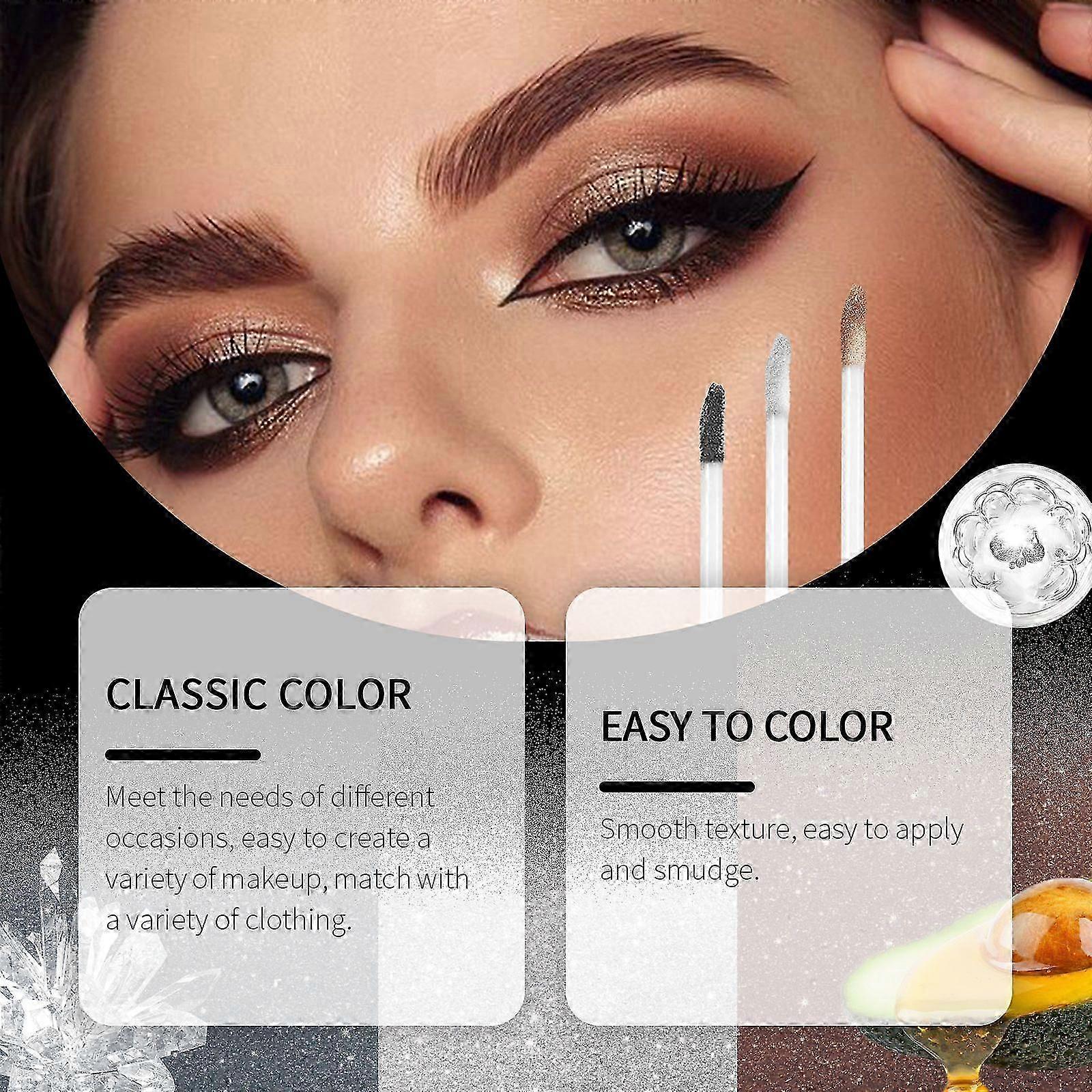 Eelhope Glitter Eyeshadow Natural Color Rendering Makeup Daily Makeup Easy To Color Eye Long-Lasting Shiny Eyeshadow