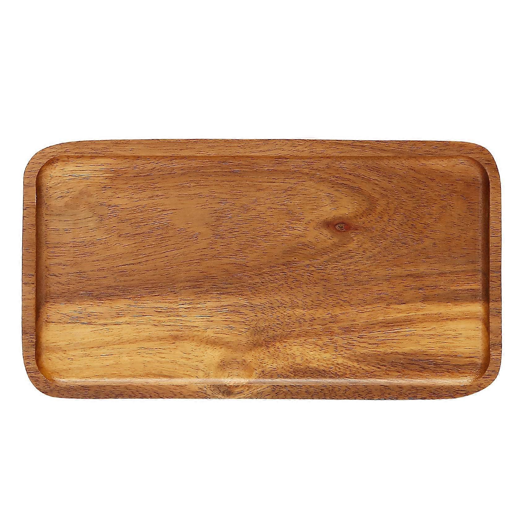 Acacia Serving Tray, Rectangular Solid Wood Flat Bottom Plate, Fruit Plate, Saucer, Tea Tray, Dessert Plate-Small