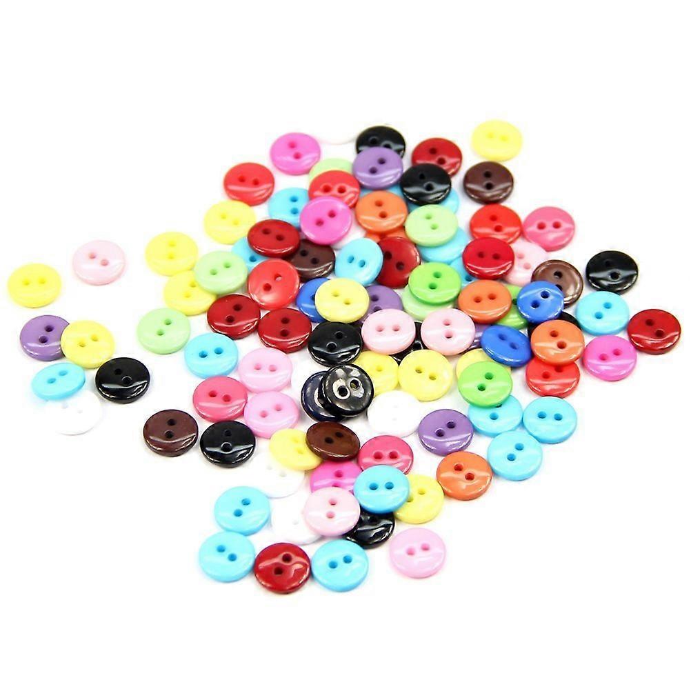 100pcs 8mm Mixed Color Round Shape Resin Buttons