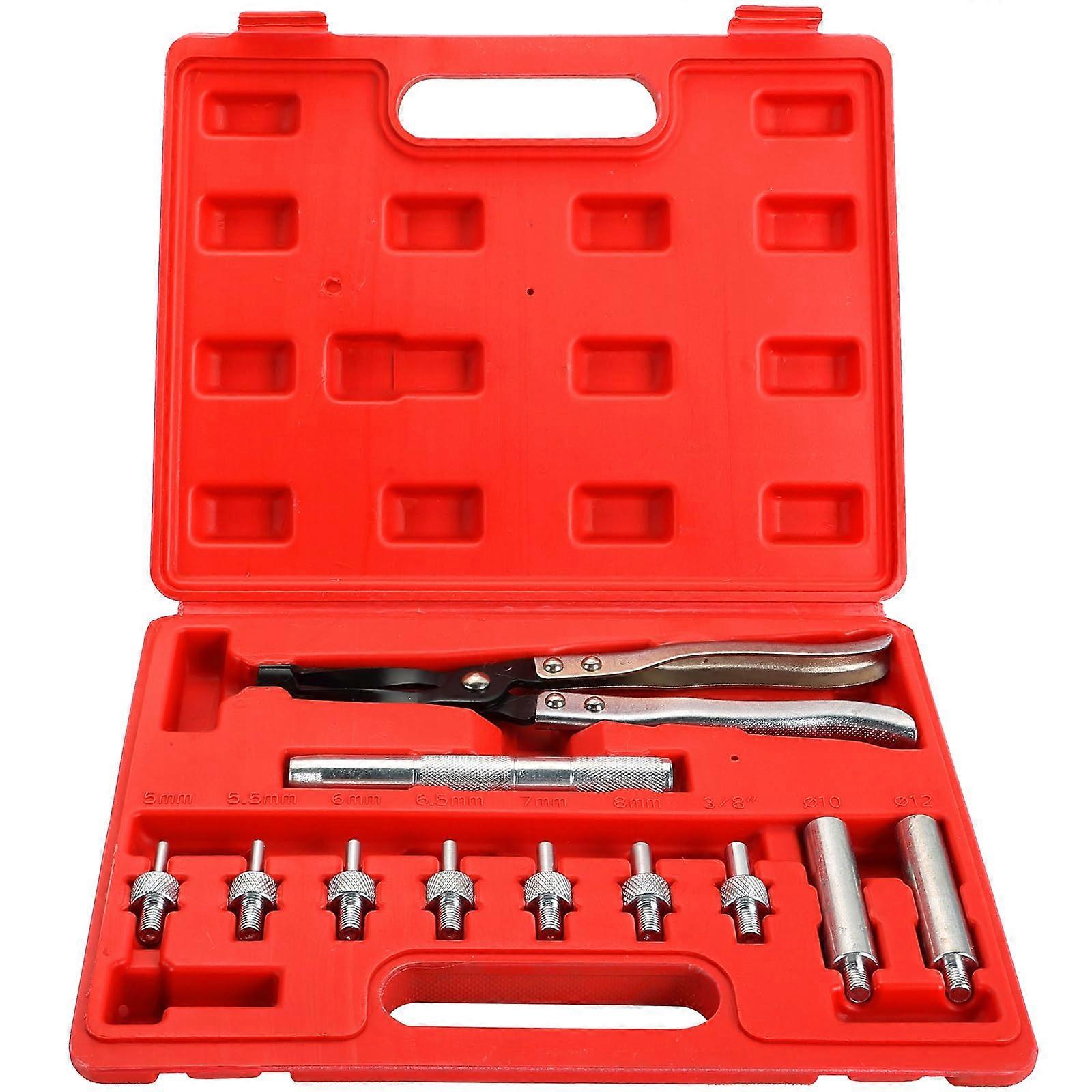 Valve Stem Seal Tool Kit with Valve Spring Compressor, Secure Grip Pliers and Carry Case
