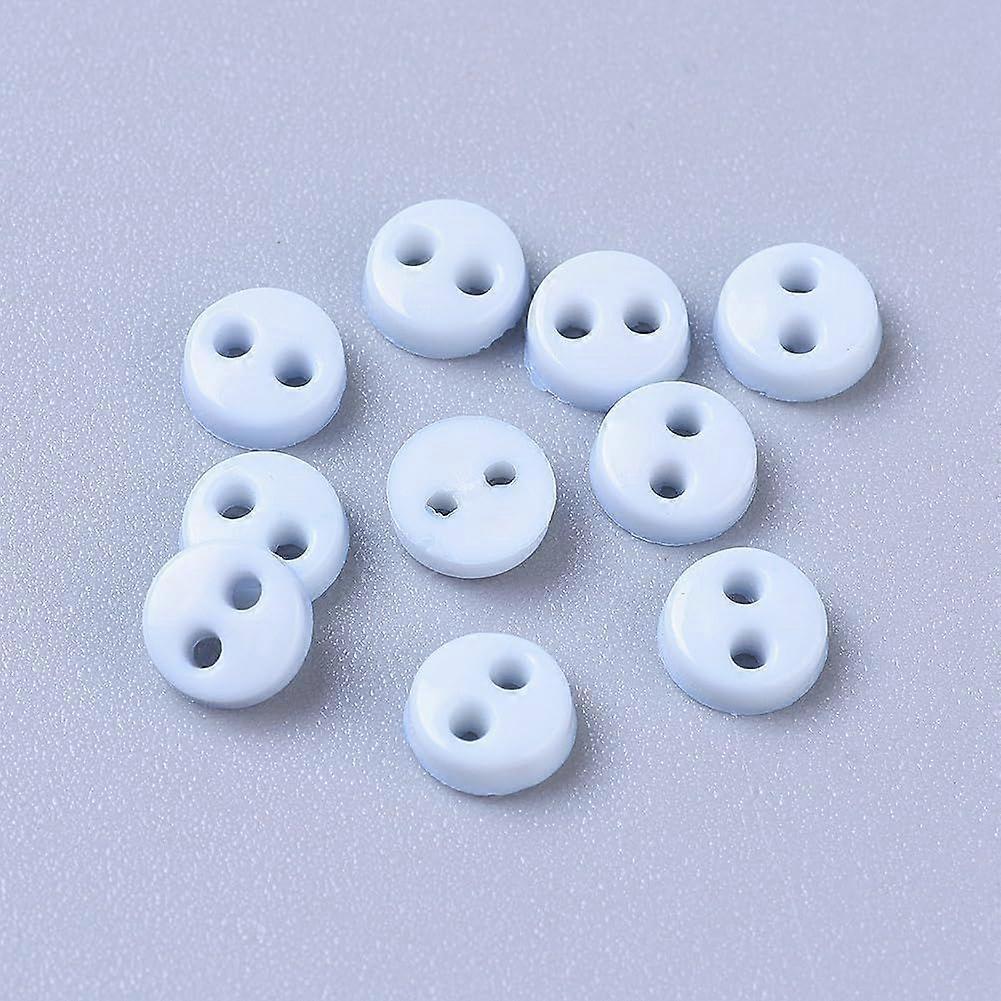 50Pcs Nylon Tiny Button Micro Buttons Sewing 2-Hole Light Sky Blue 0.18x0.06 Inch