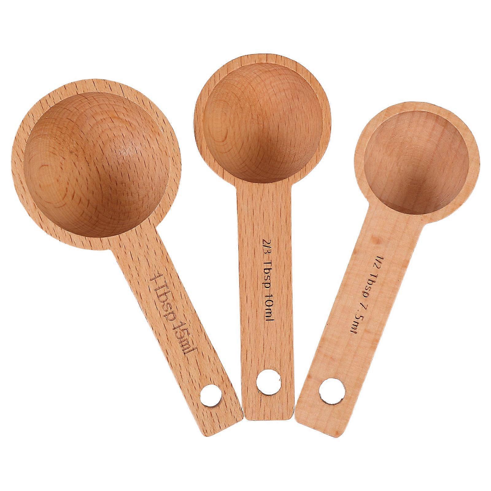 Coffee Scoop Wooden Measuring Spoon for Serving 3Pcs Brown and Precise