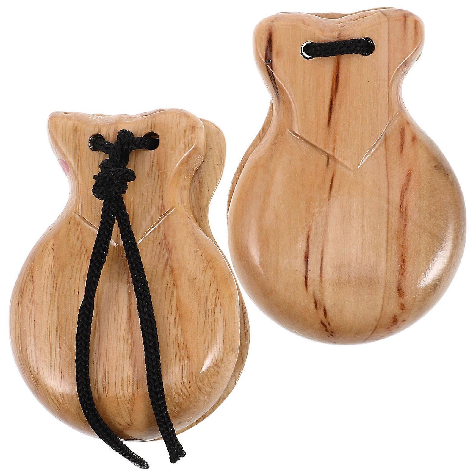 Wood Finger Castanets for Playing 2Pcs Spanish Dance Instruments