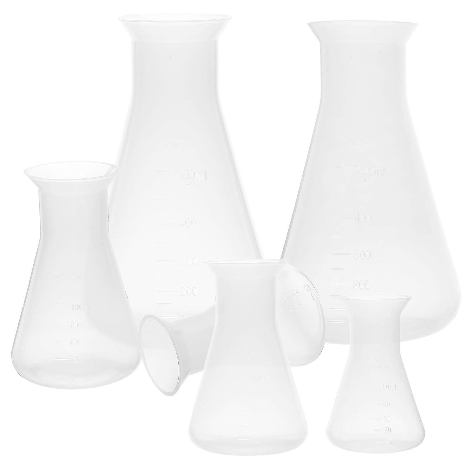 Experiment Flask Conical Plastic Flask for Chemistry 6Pcs Laboratory Supplies