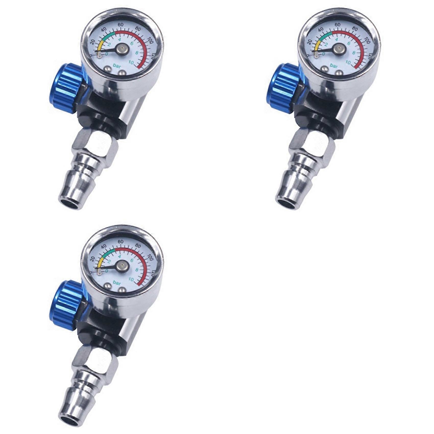 3pcs 1/4 Inch Bsp Mini Air Regulator Valve Tool Durable Small Tail Pressure Gauge with Nozzle for Spray Tool