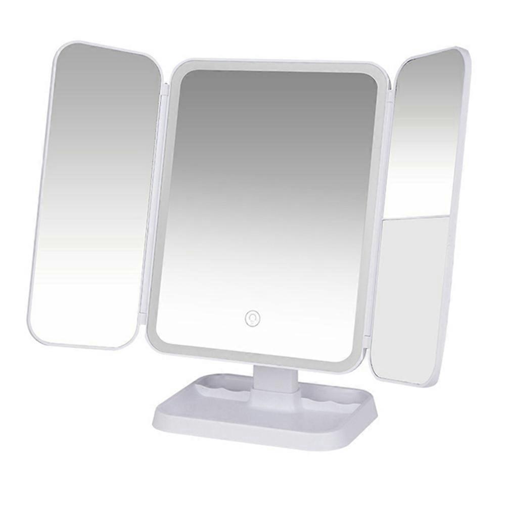 Tri-Fold Makeup Mirror LED Light Dormitory Makeup Mirror Smart Makeup Mirror Fill Light Mirror White