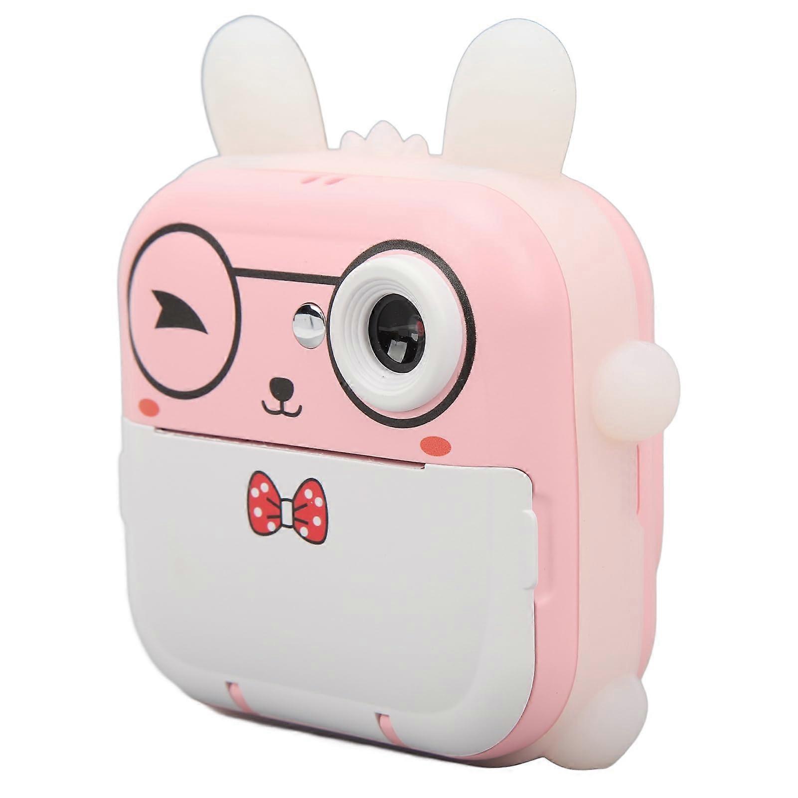 Kids Instant Print Camera 1080P HD Thermal Print 24MP with Fun Photo Frames and Stickers Pink