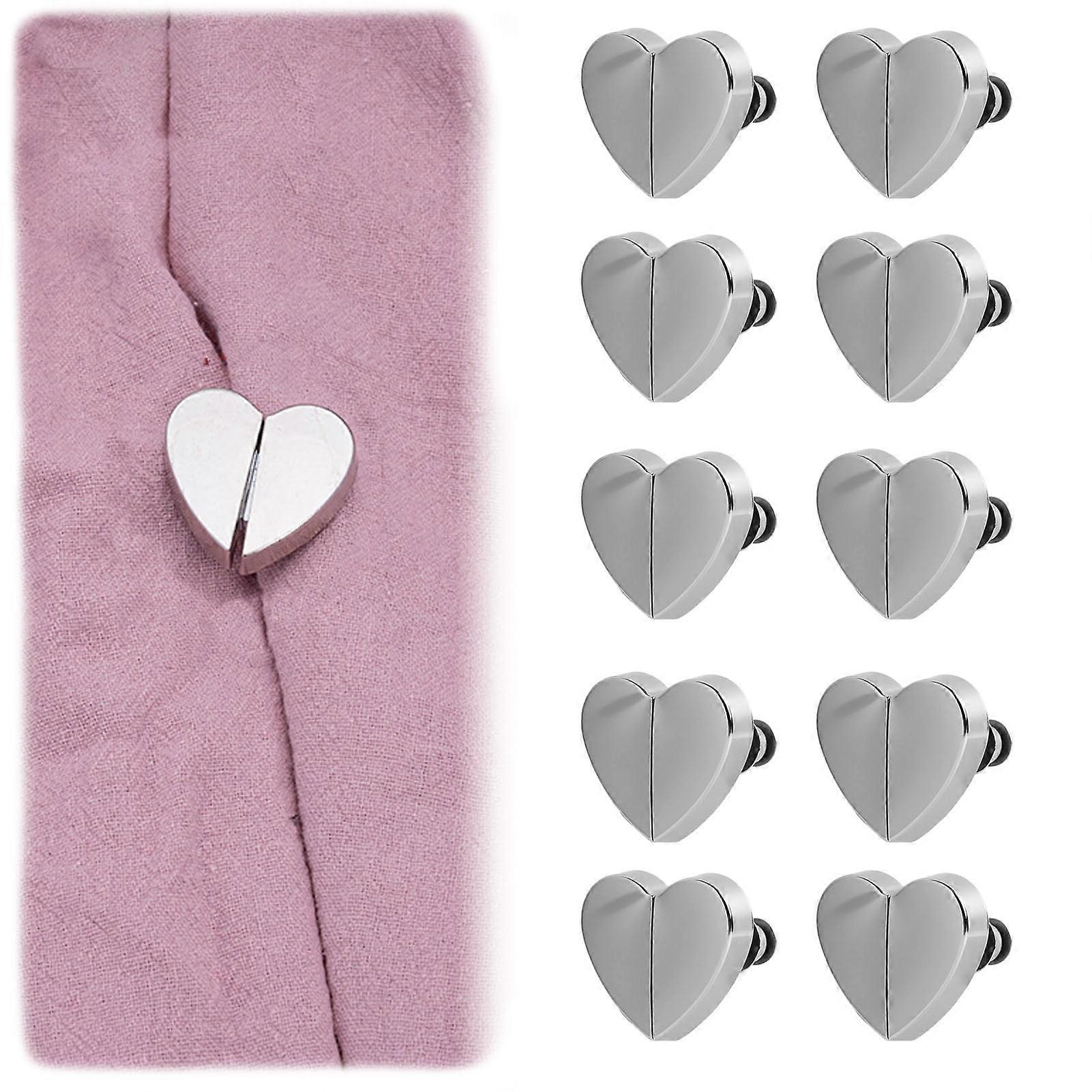 Heart Shaped Magnetic Curtain Clips with Magnetic Lock, No Drill Alloy Holdbacks for Light Blocking