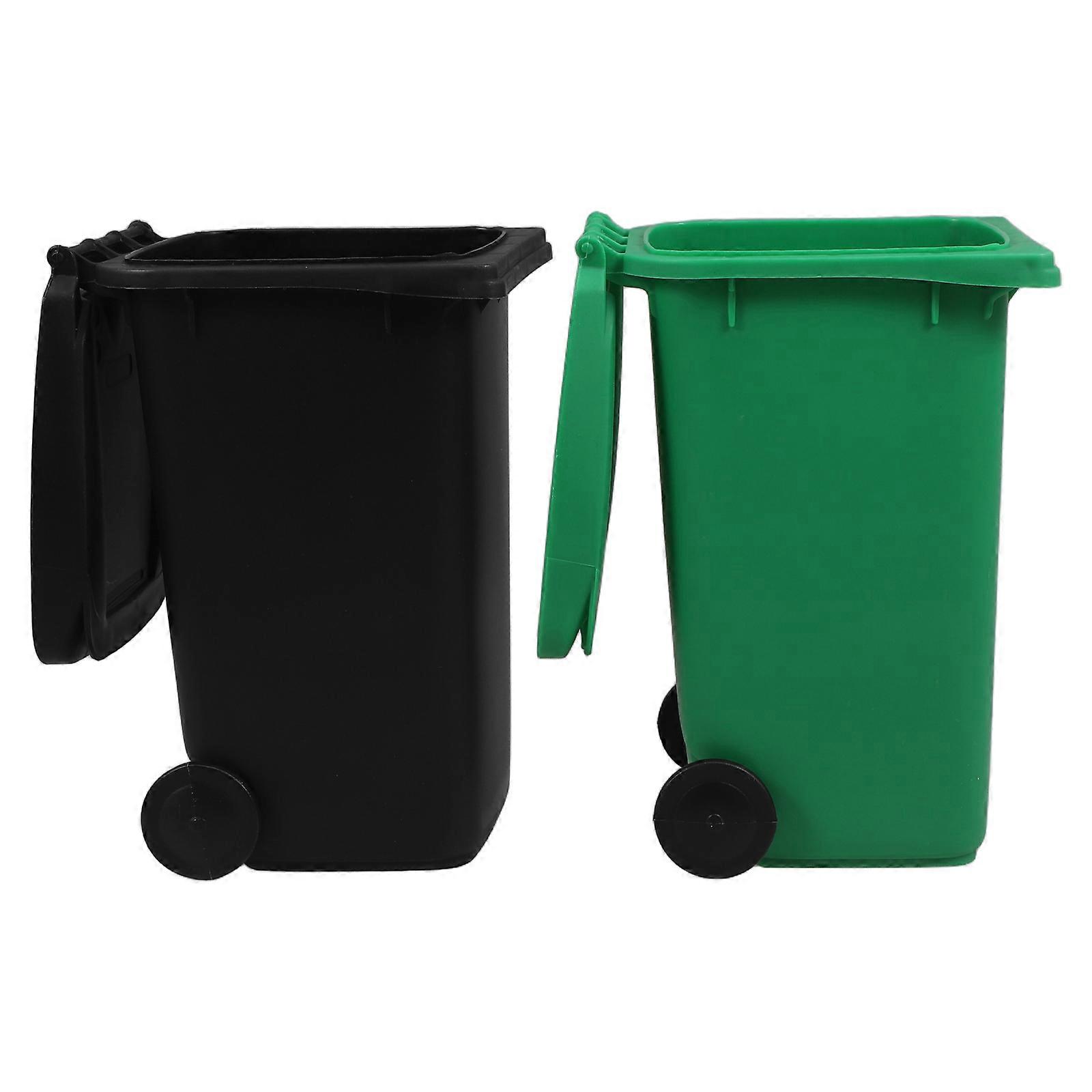 Multifunctional Mini Trash Can Pencil Holder for Office Desk 2Pcs Plastic