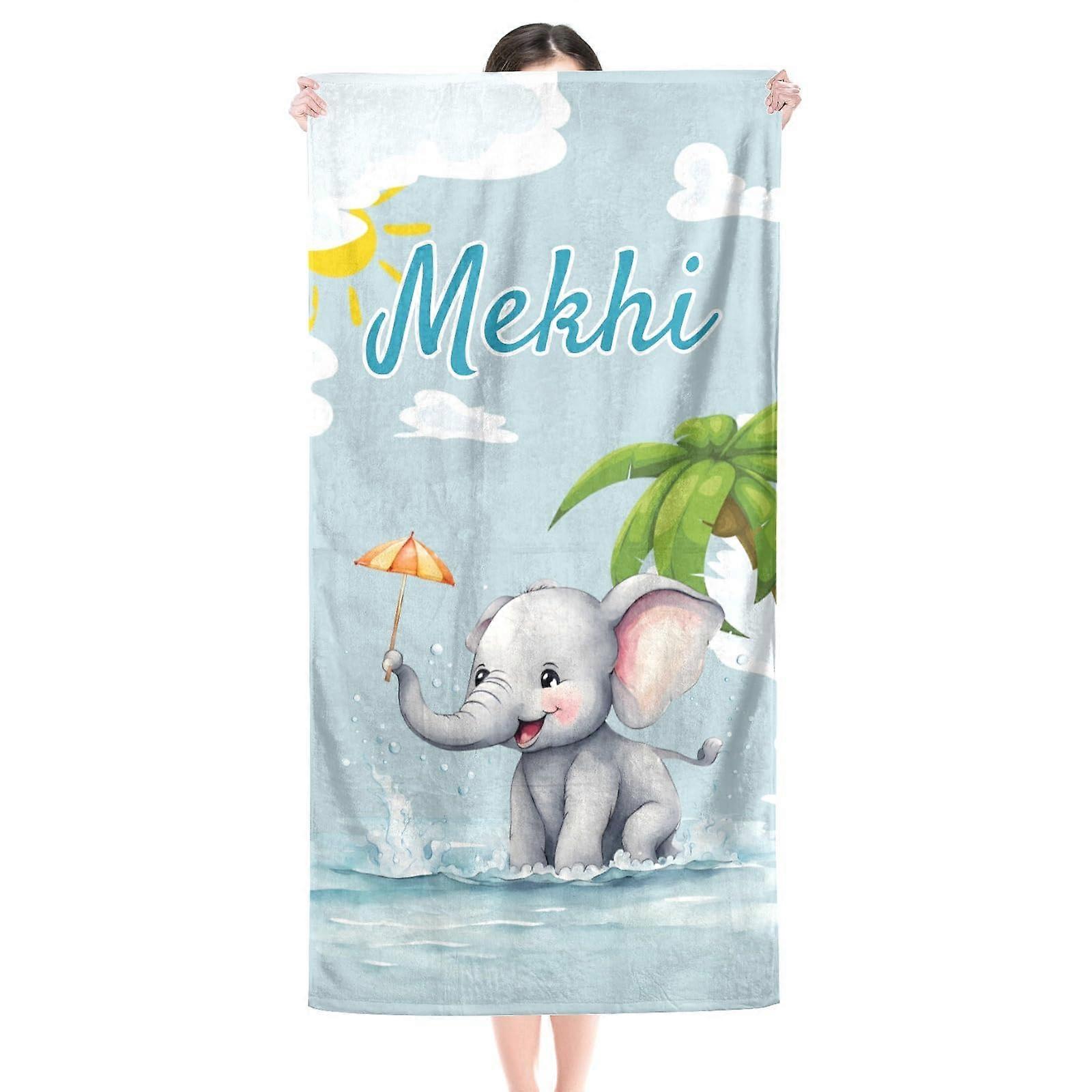 Beach Towel 30x60 with Custom Name Design, QuickDry Sand Soft Fabric for Kids