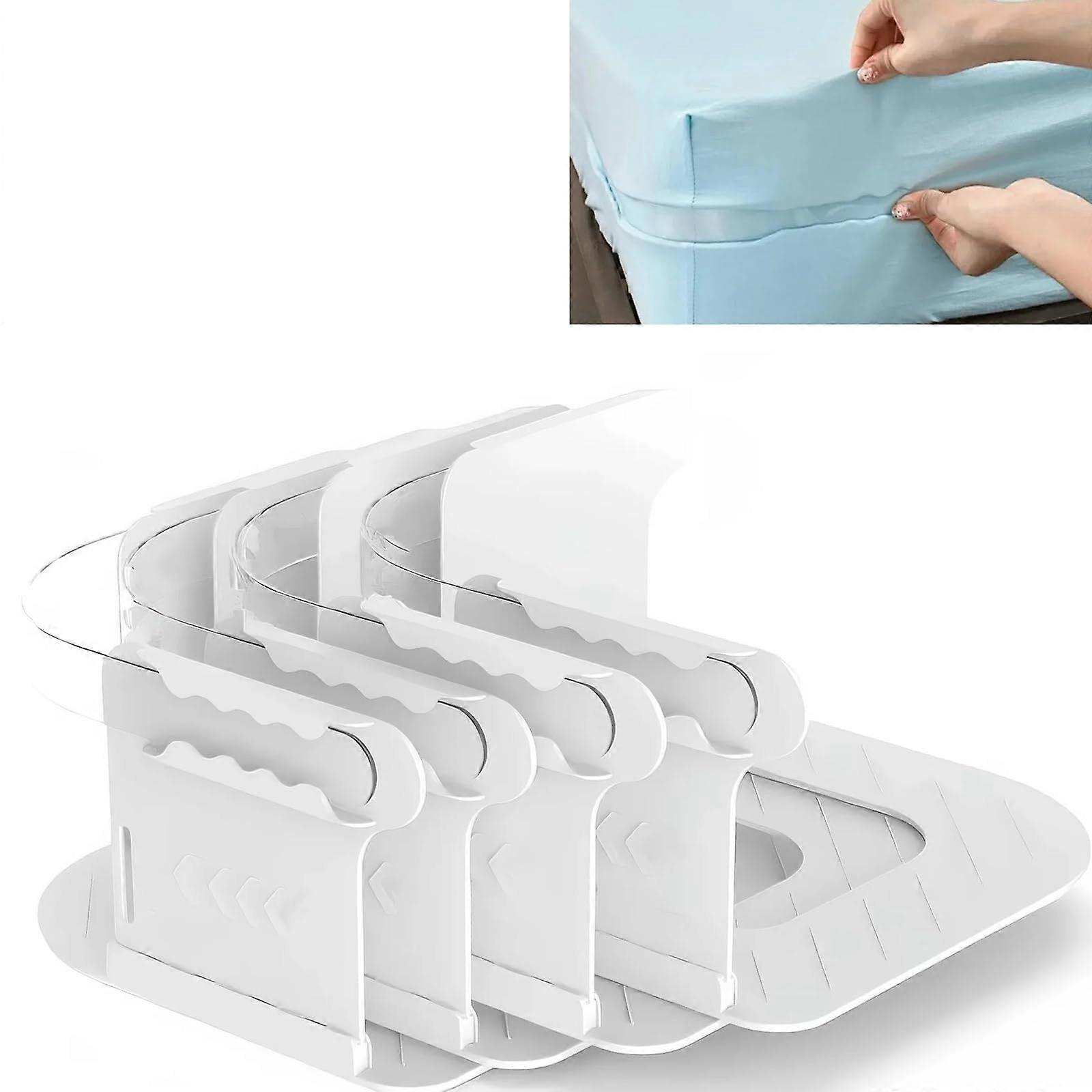 4 Pcs Bed Sheet Clips Adjustable NonSlip Corner Fasteners for All Mattress Sizes White