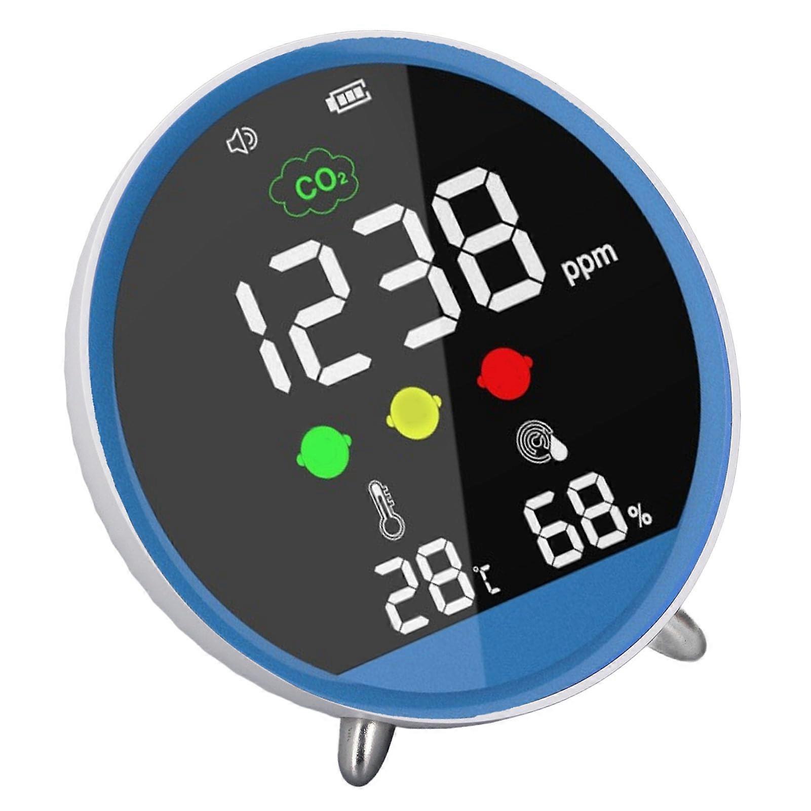 CO2 Monitor with Temperature and Humidity Display, USB Rechargeable Desktop Detector 400‑5000ppm