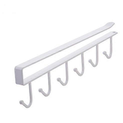2Pack Metal Cabinet and Wardrobe Hooks with 6 Hooks, Nail SpaceSaving Organizer, White