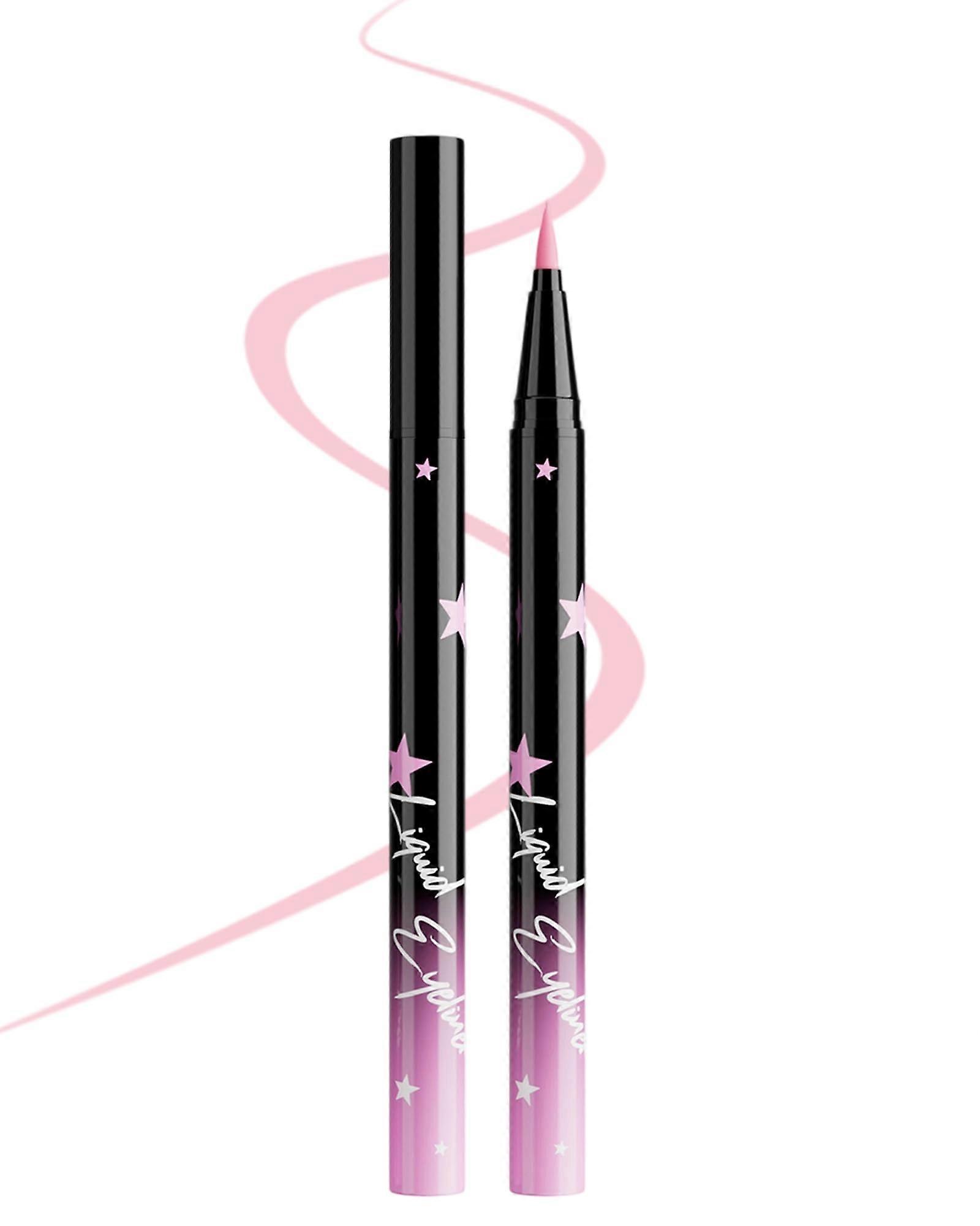 Colored Liquid Eyeliner Pen Light Pink Waterproof Matte Long Lasting Quick Dry Precision Brush