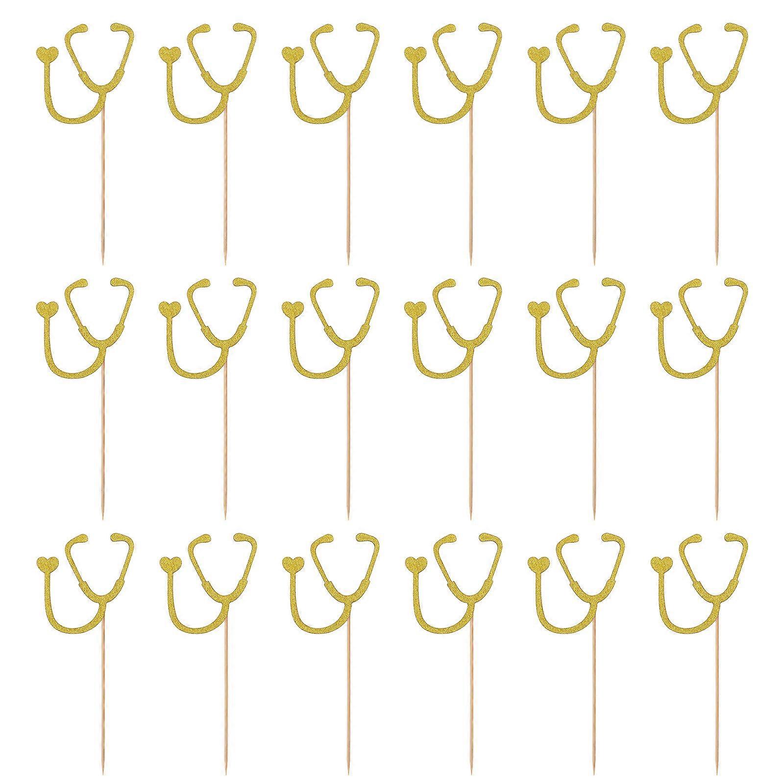 Cupcake Decorations Stethoscope Cake Topper for Cake Decor 24Pcs Pack