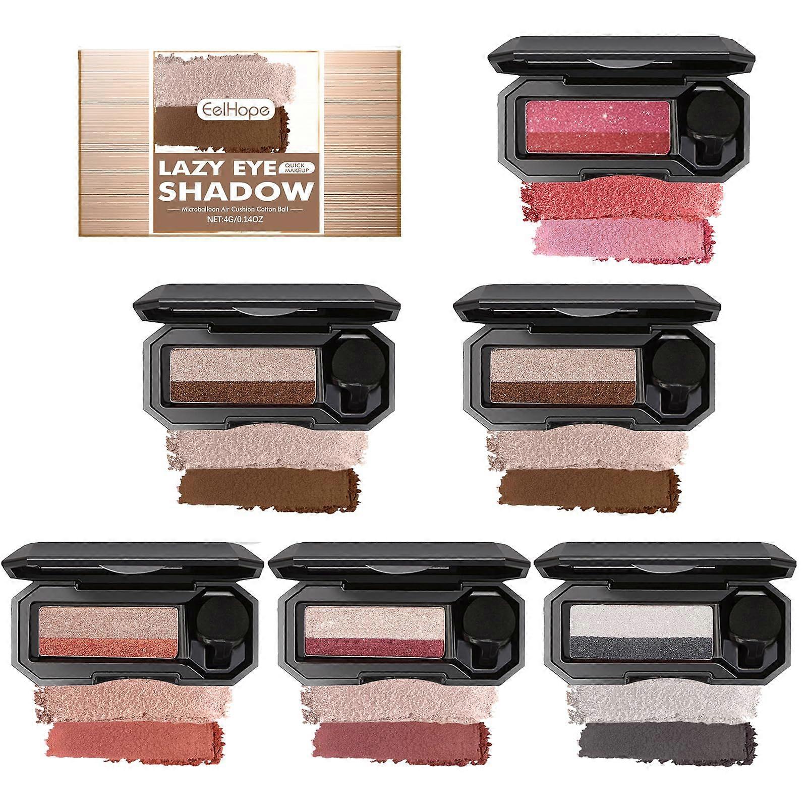 Waterproof Two Color Eyeshadow Palette with OneSwipe Gradient Effect, 6Pcs Combination Colors