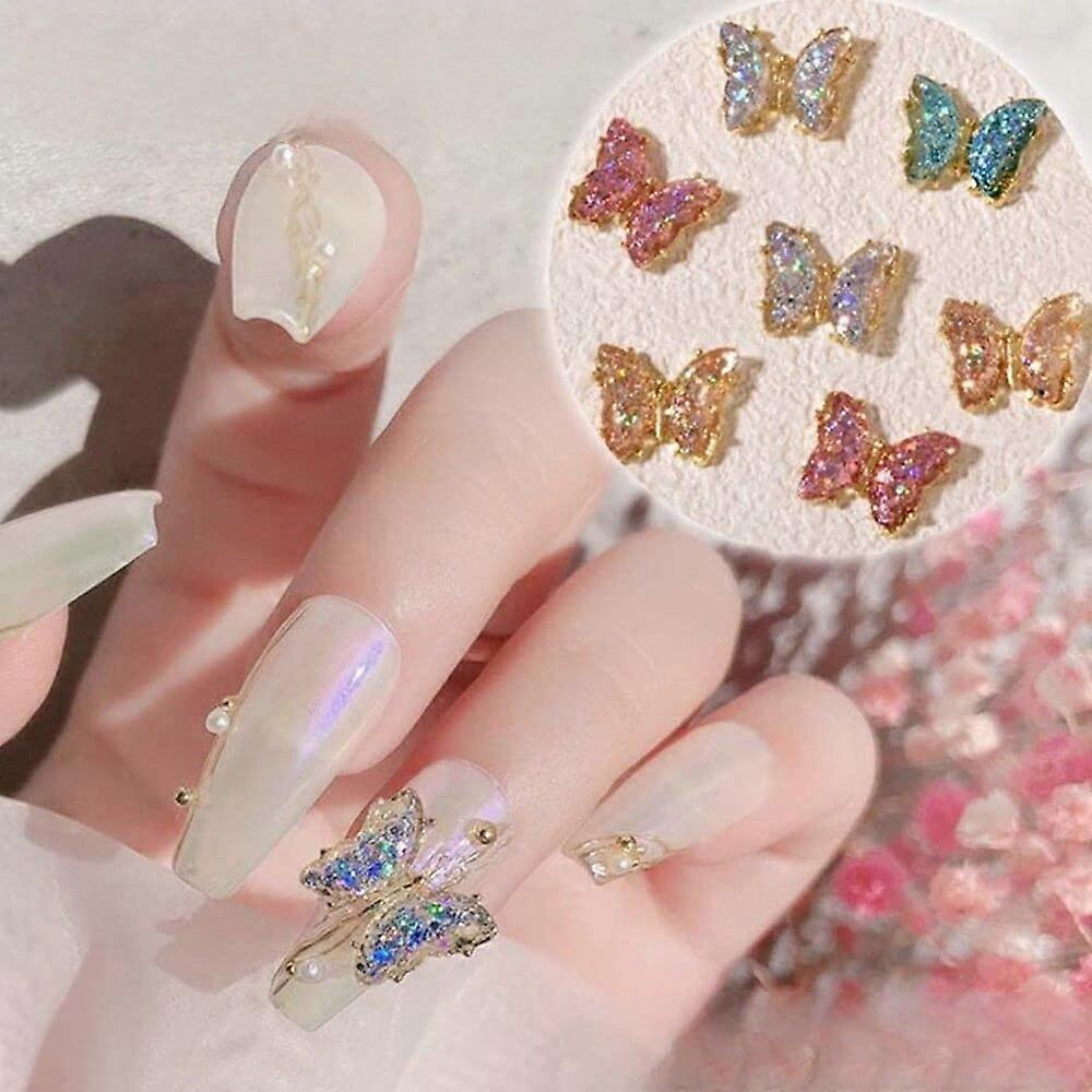 Press On Nails Full Coverage Tips with Aurora Crystal Rhinestone 3D Nail Art Decoration