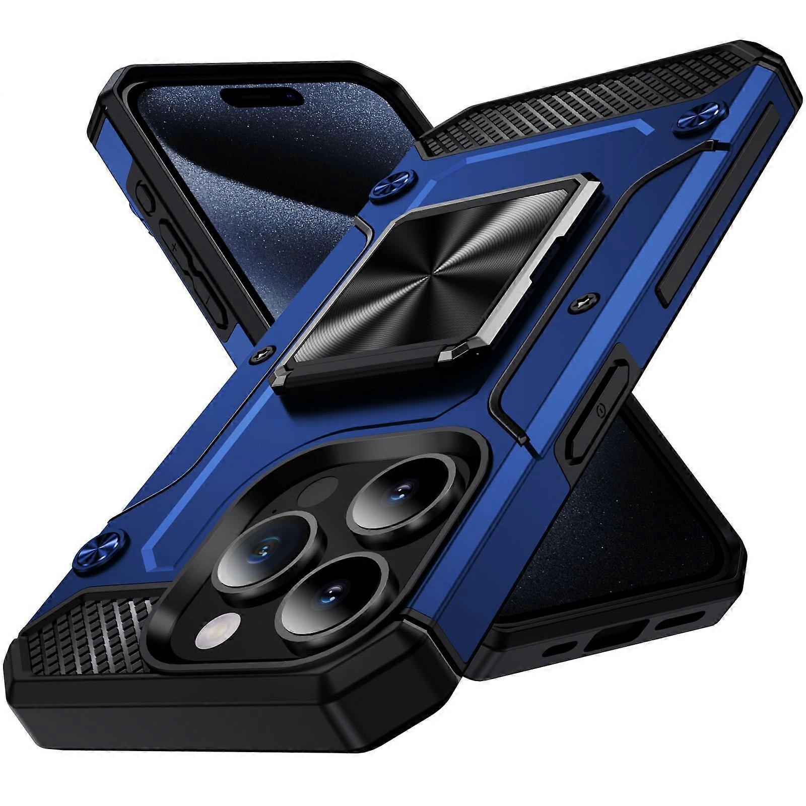 For iPhone 15 Pro Max Case with Ring Kickstand PC+TPU Shockproof Protective Phone Cover