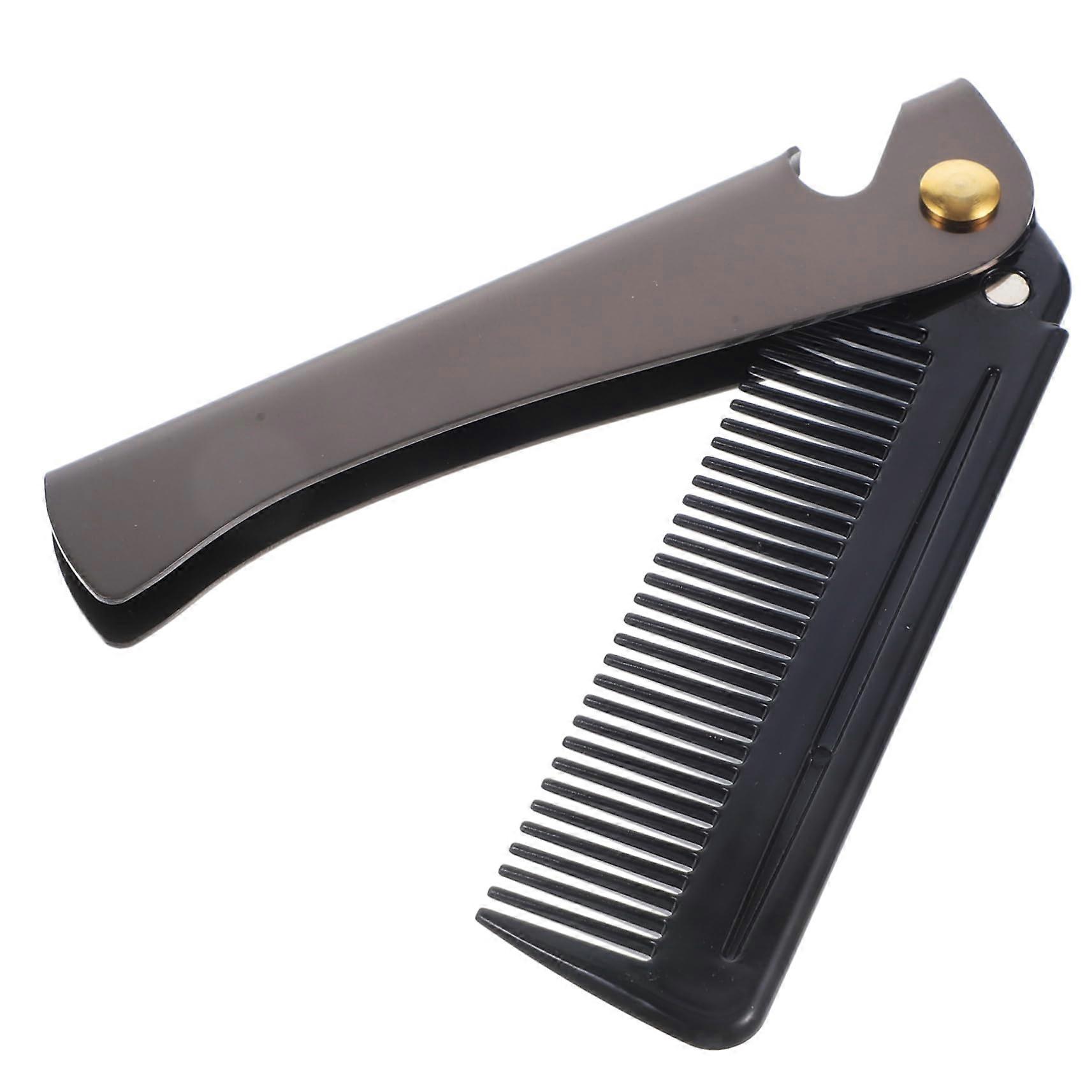 Beard Comb Stainless Steel Foldable Pocket Grooming Tool for Men with Smooth Rounded Teeth