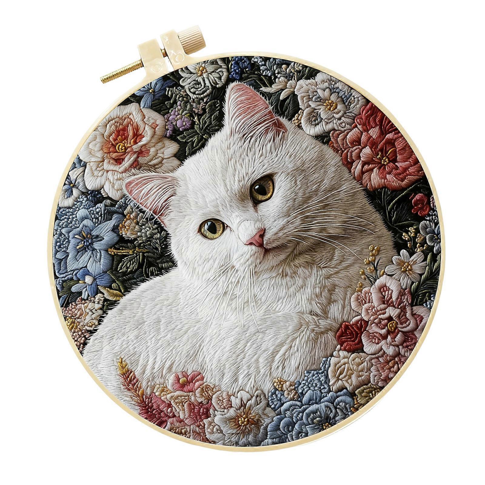 Embroidery Starter Set For Cats Lovers Featuring All Materials And Tutorials For Creative Fun Home Multicolor