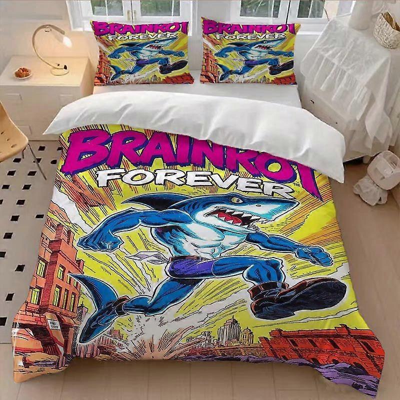 3pcs Shark Comic Image Duvet Cover Set - A Bedding Set with Printed Designs Soft And Comfortable