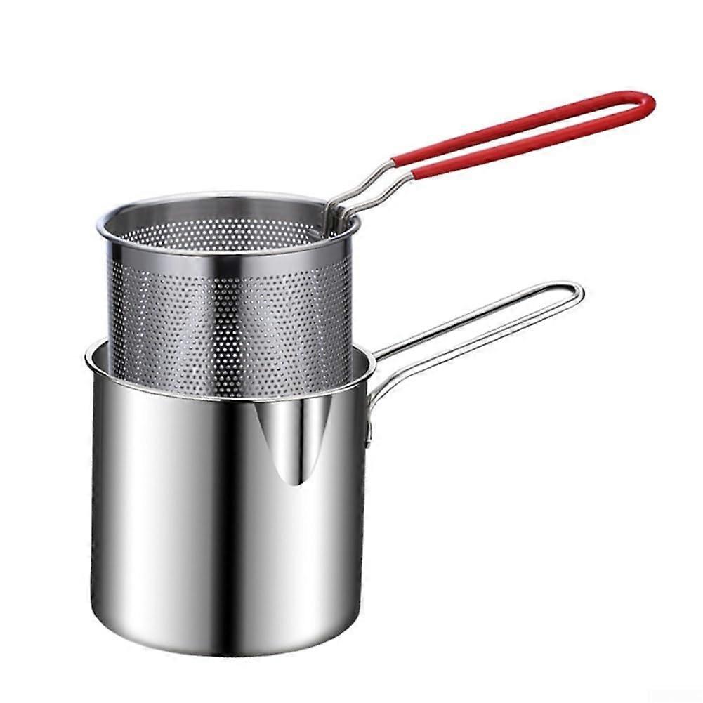 Stainless Steel Deep Frying Pot with Basket for Chips Vegetables Meat RustResistant Kitchen Use