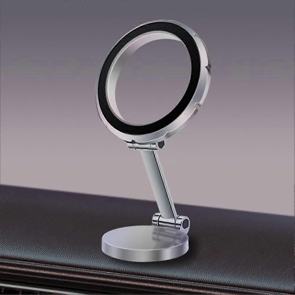 Magnetic Phone Holder for Car with Stable Adjustable Foldable Design for Dashboard Visibility Silver