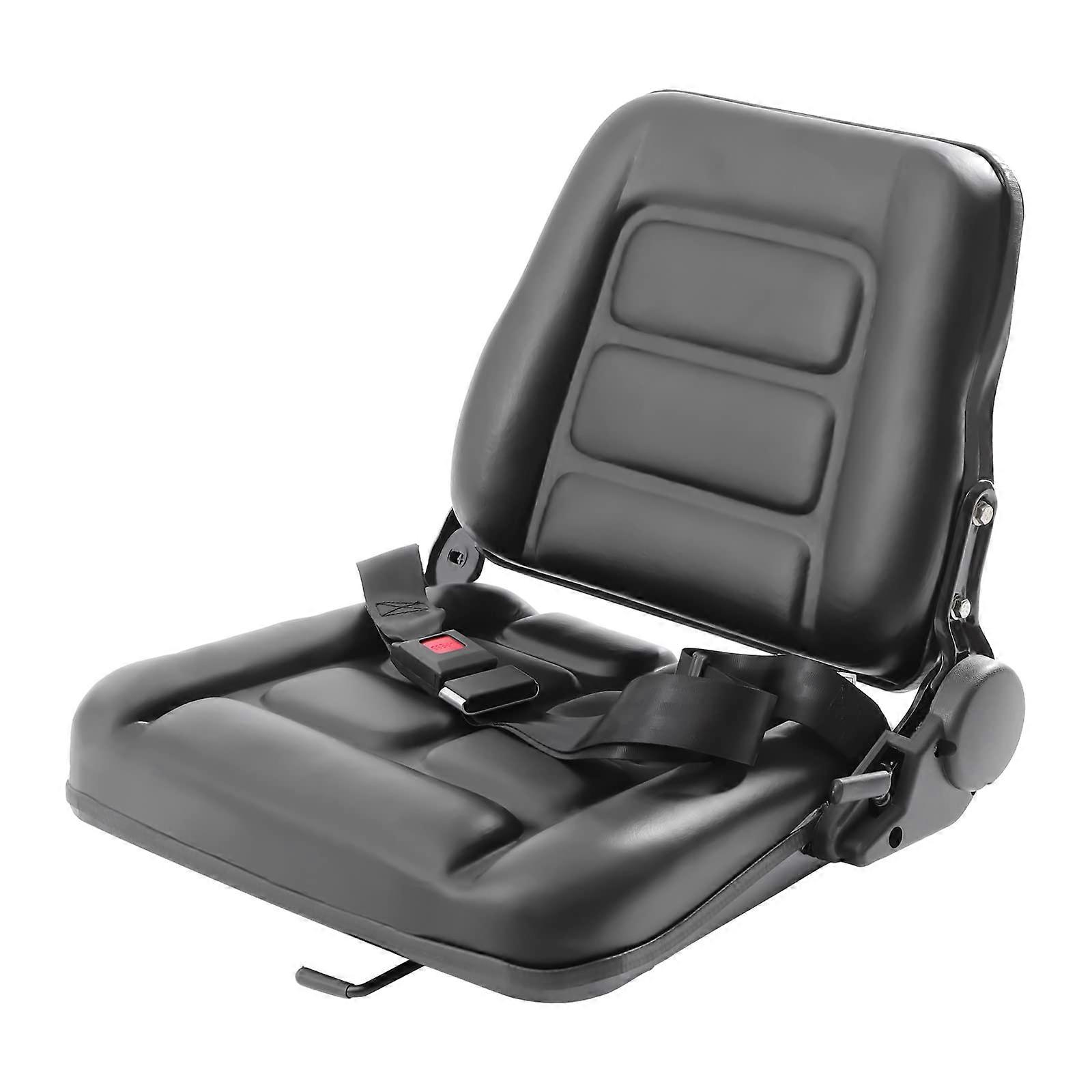 Universal Forklift Seat with Safety Belt, Adjustable Backrest, Ergonomic PVC Cushion Replacement